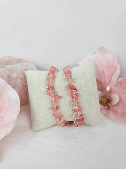 Pink Smelting Quartz Chip Bracelets