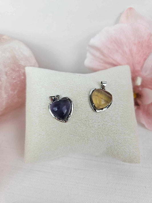 s925 Fluorite Heart Pendant