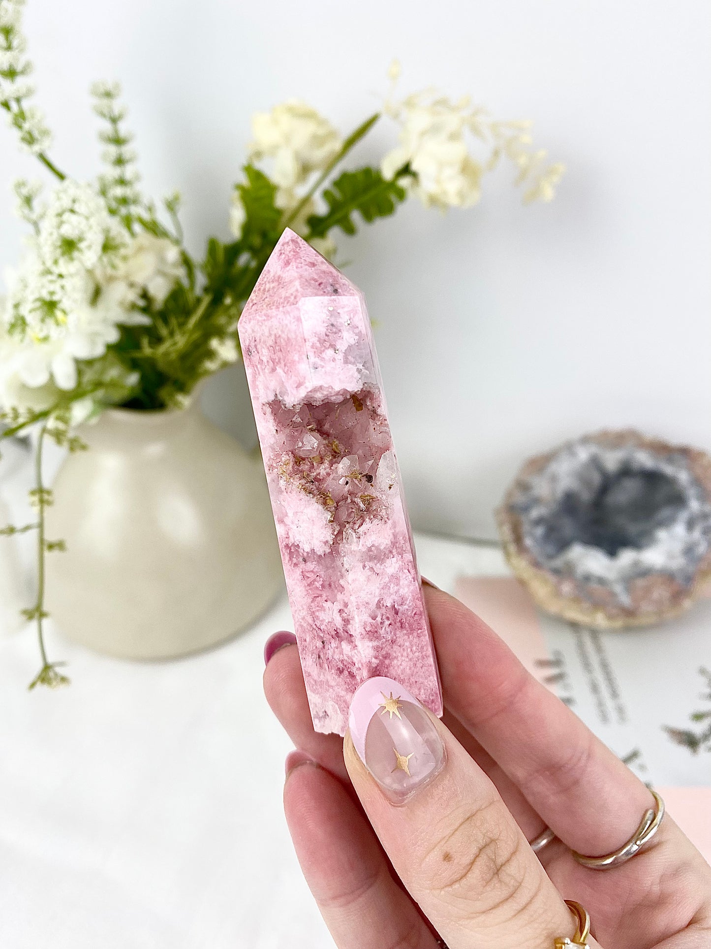 ♡ Peruvian Rhodonite Druzy Tower ♡