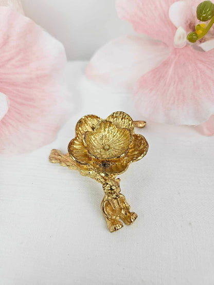 Flower with Bear Gold Sphere Stand