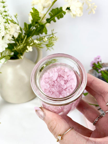 ♡ Rose Quartz Chips Glass Jars ♡