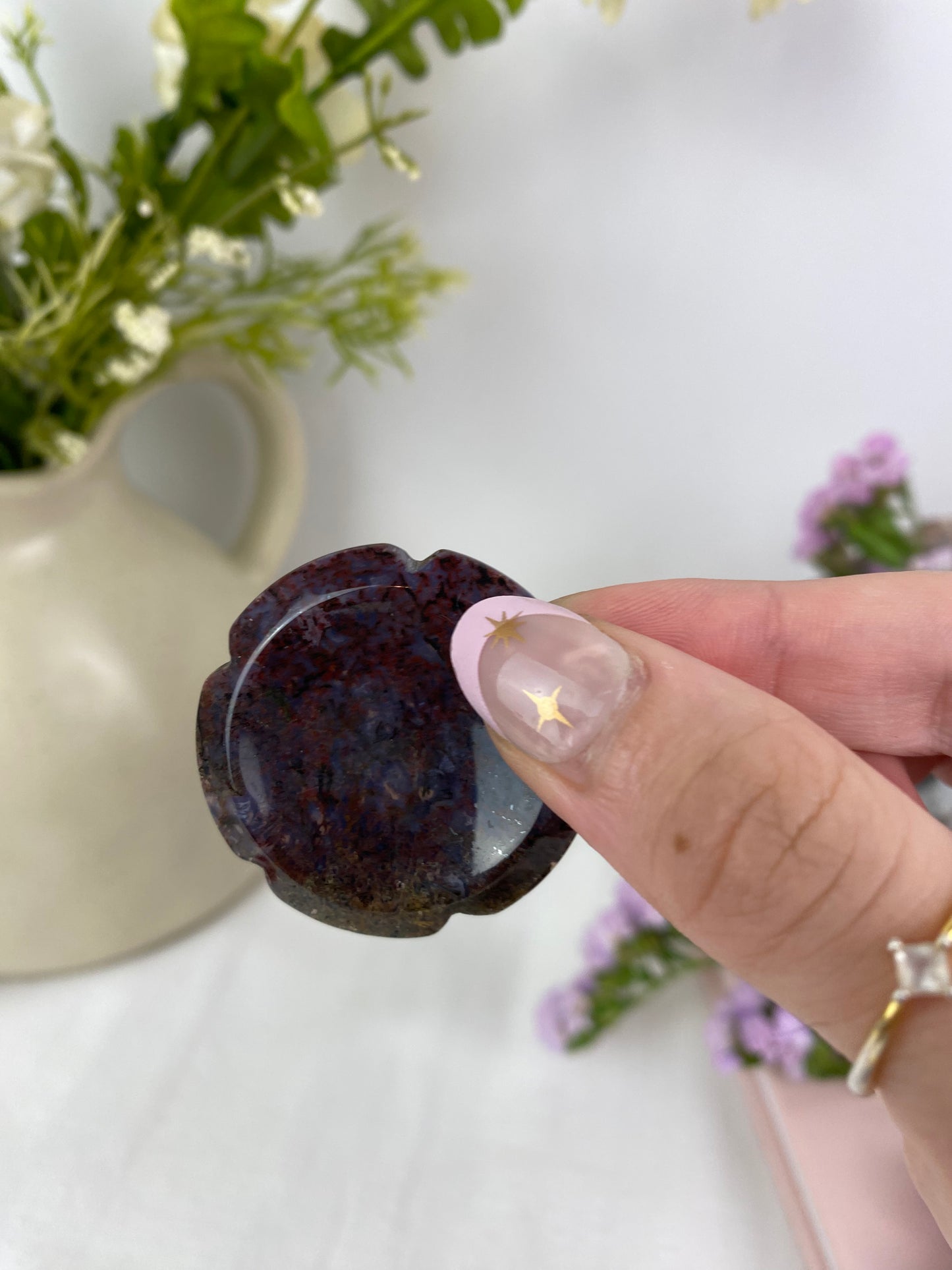 ✿ Ocean Jasper Flower Worry Stones ✿