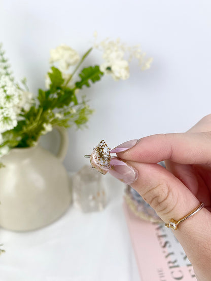 Pink Ocean Jasper s925 Silver Ring