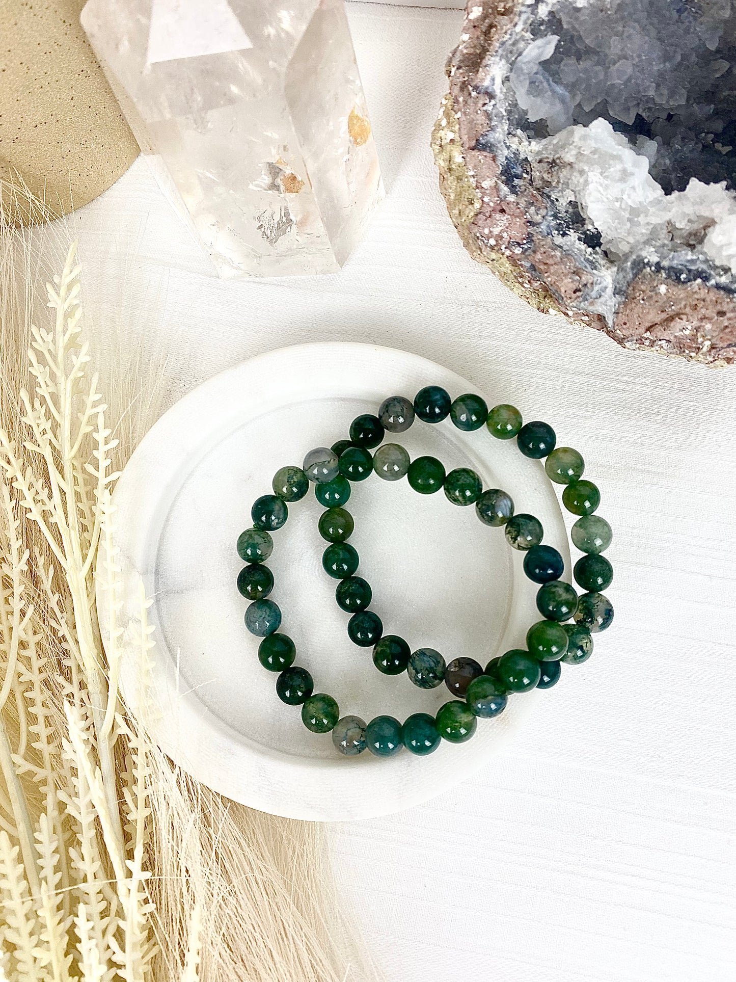 Moss Agate Beaded Bracelets