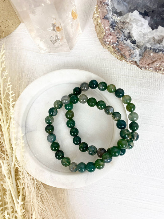 Moss Agate Beaded Bracelets