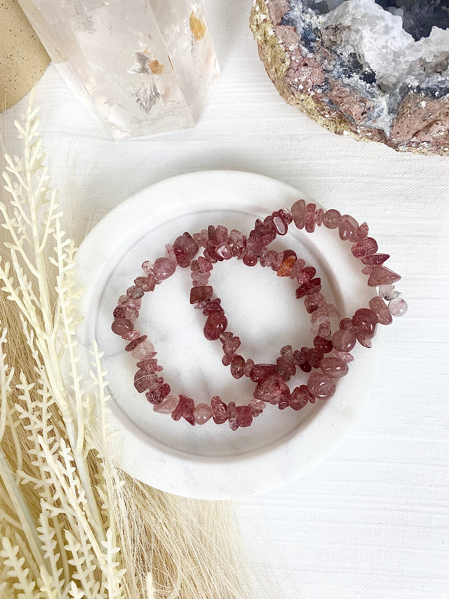 Strawberry Quartz Chip Bracelets