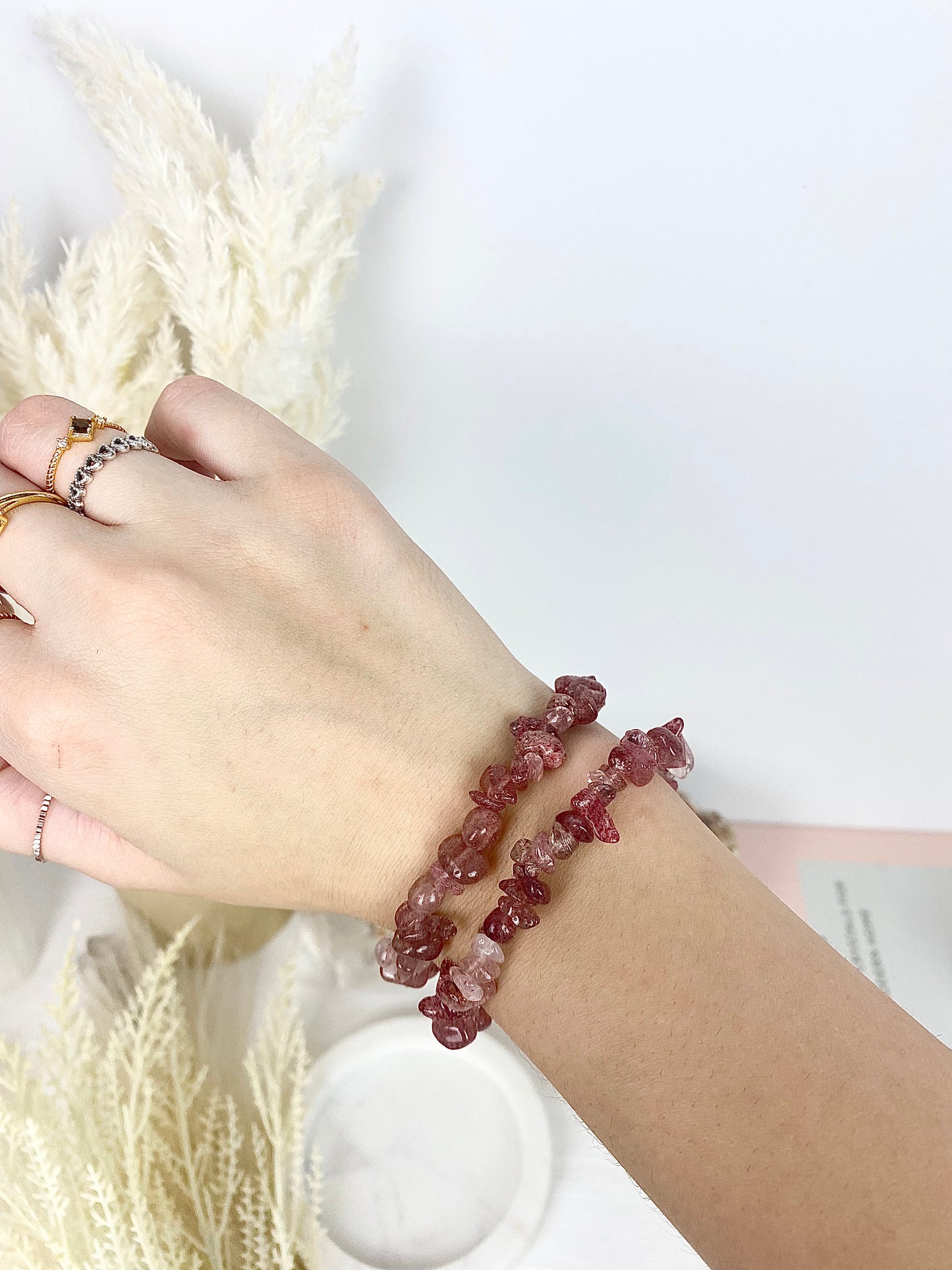 Strawberry Quartz Chip Bracelets