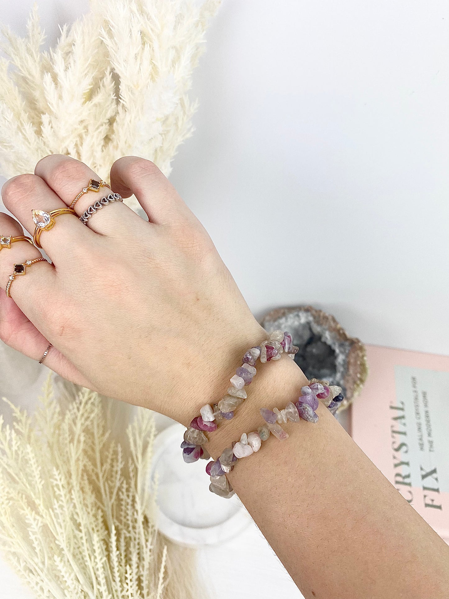 Pink Tourmaline Chip Bracelets