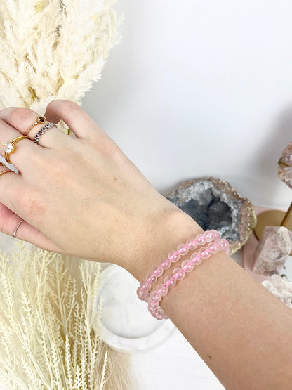 ♡ Rose Quartz Beaded Bracelets ♡