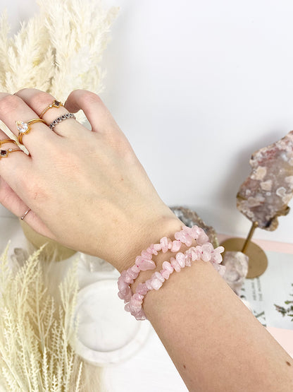 Rose Quartz Chip Bracelets