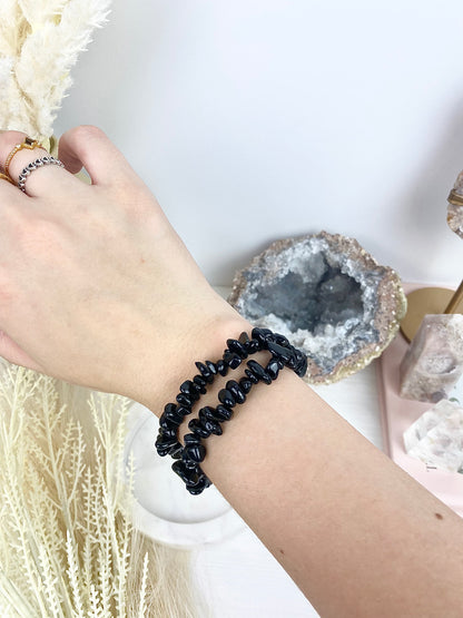 Black Obsidian Chip Bracelets