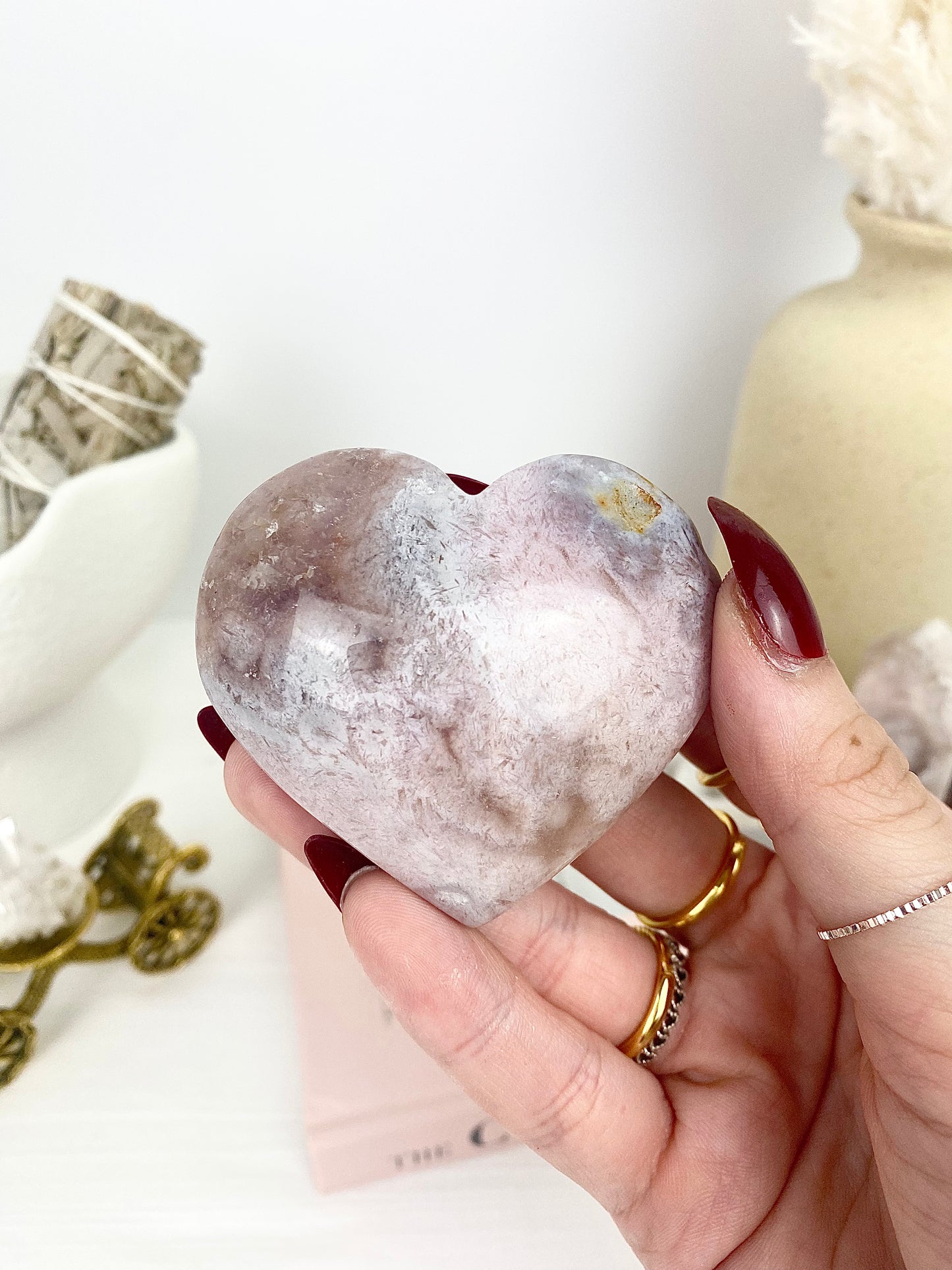 Pink Amethyst Heart on Stand — 1.