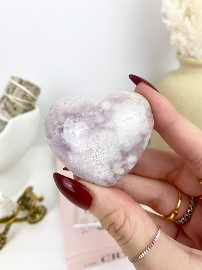 Pink Amethyst Heart on Stand — 2.