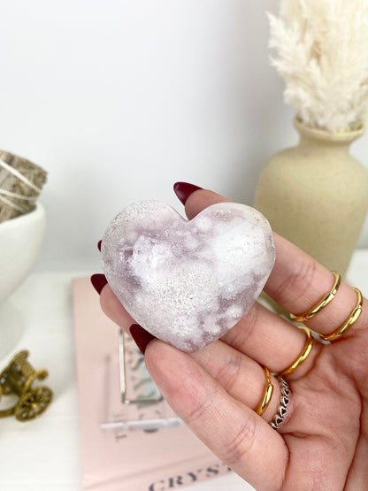 Pink Amethyst Heart on Stand — 2.