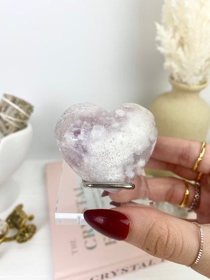 Pink Amethyst Heart on Stand — 2.