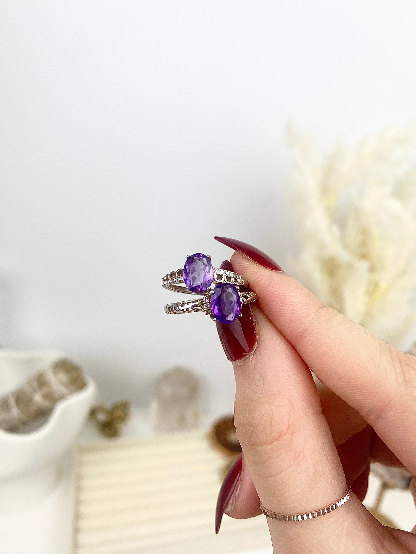 Amethyst Faceted s925 Silver Rings