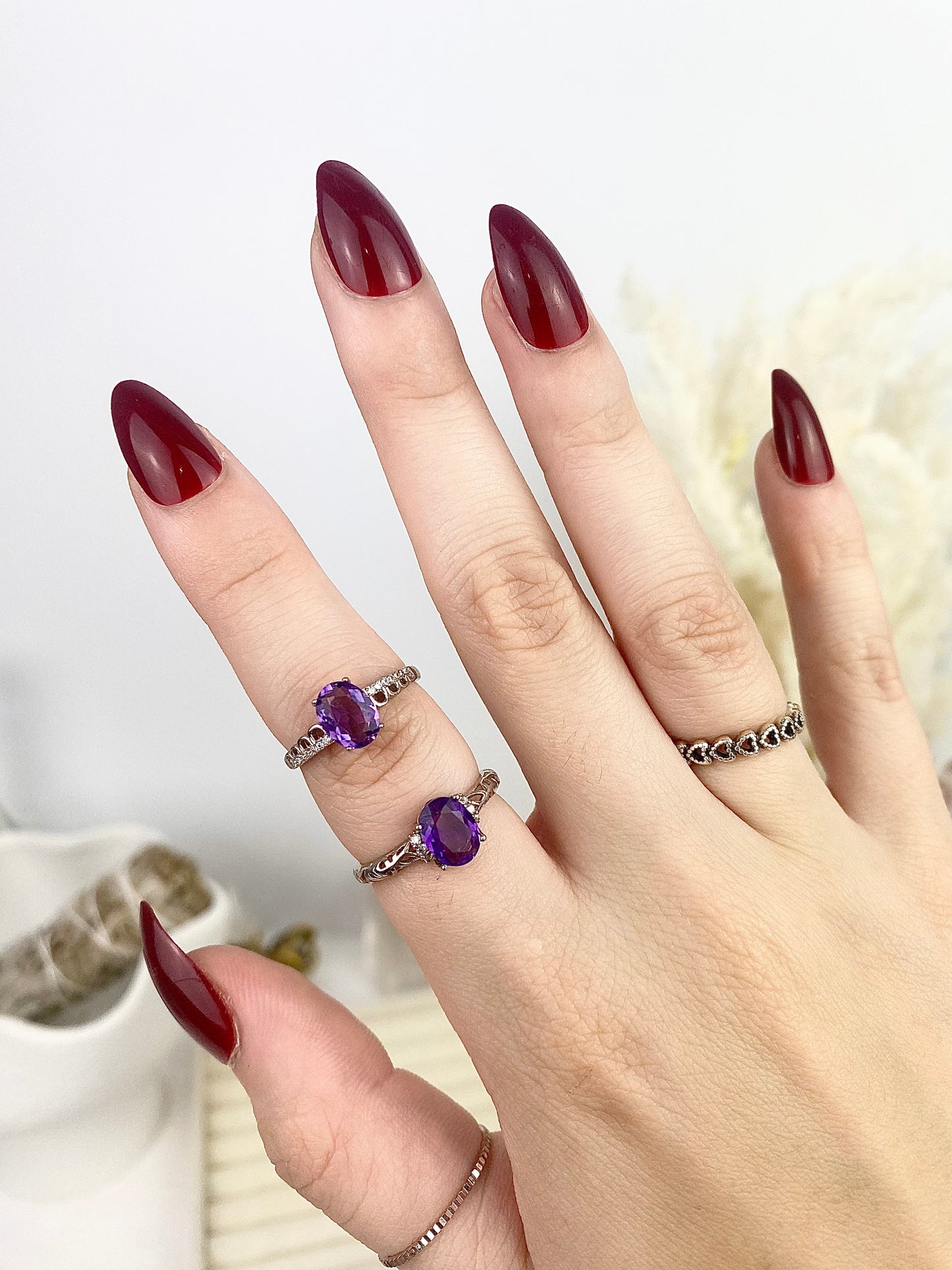 Amethyst Faceted s925 Silver Rings