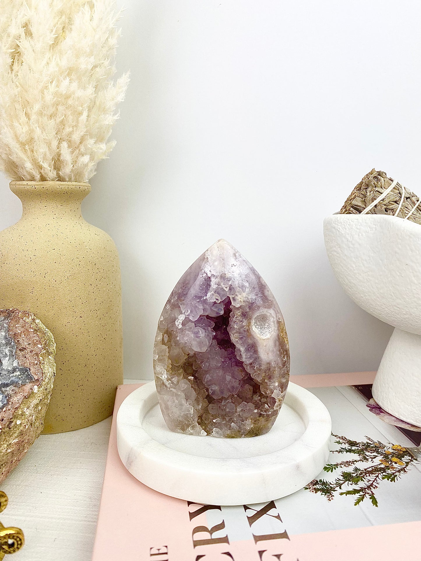 ✿ Pink Amethyst Druzy Flame ✿