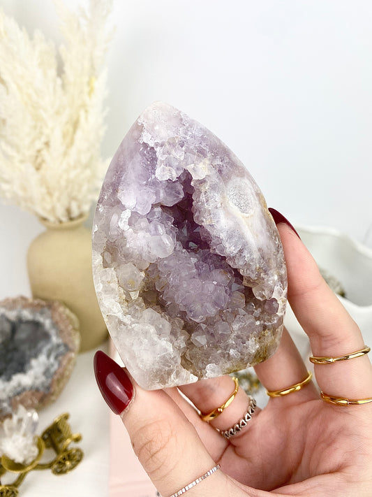 ✿ Pink Amethyst Druzy Flame ✿