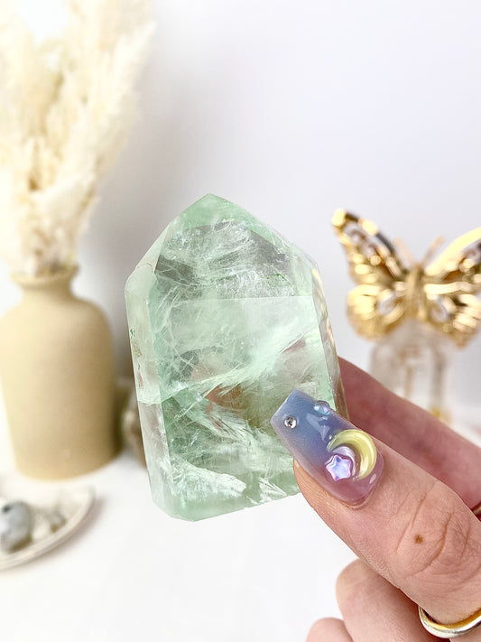 Gemmy High Quality Rainbow Filled Green Fluorite Towers