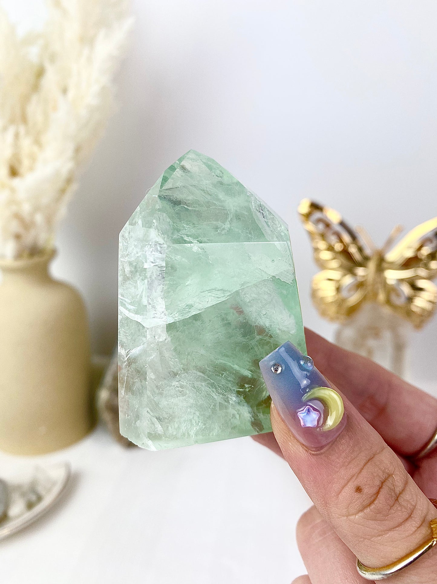 Gemmy High Quality Rainbow Filled Green Fluorite Towers