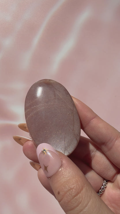 ✧ Sparkly Peach Moonstone Palmstone ✧
