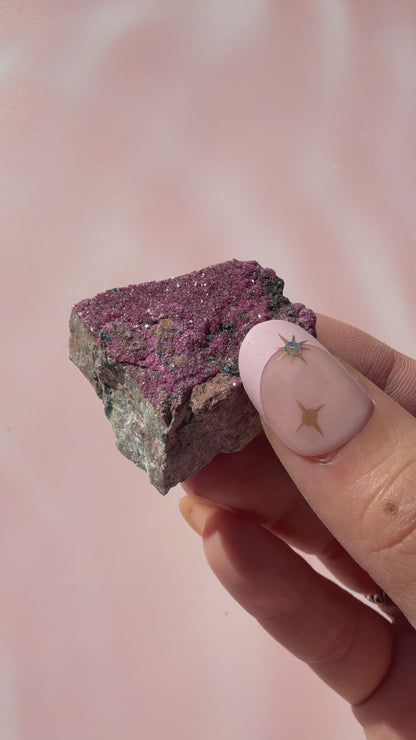 Cobalto Calcite with Malachite Specimen