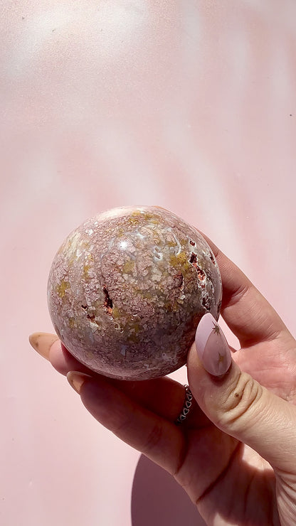 Pink Agate Sphere with Stand