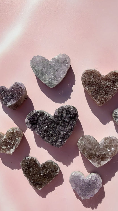 Amethyst Cluster Hearts