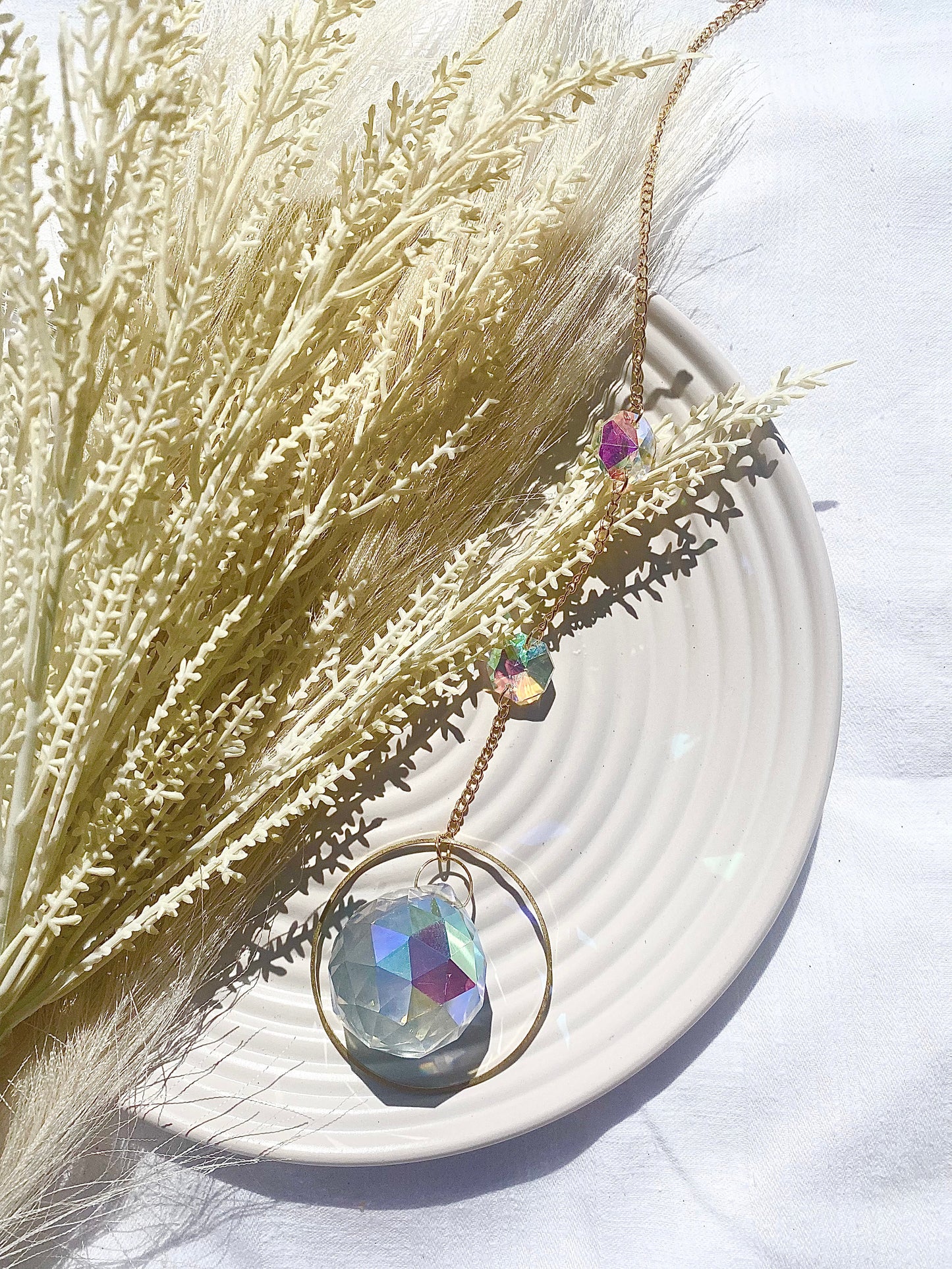 Gold Crystal Ball Hoop Suncatcher