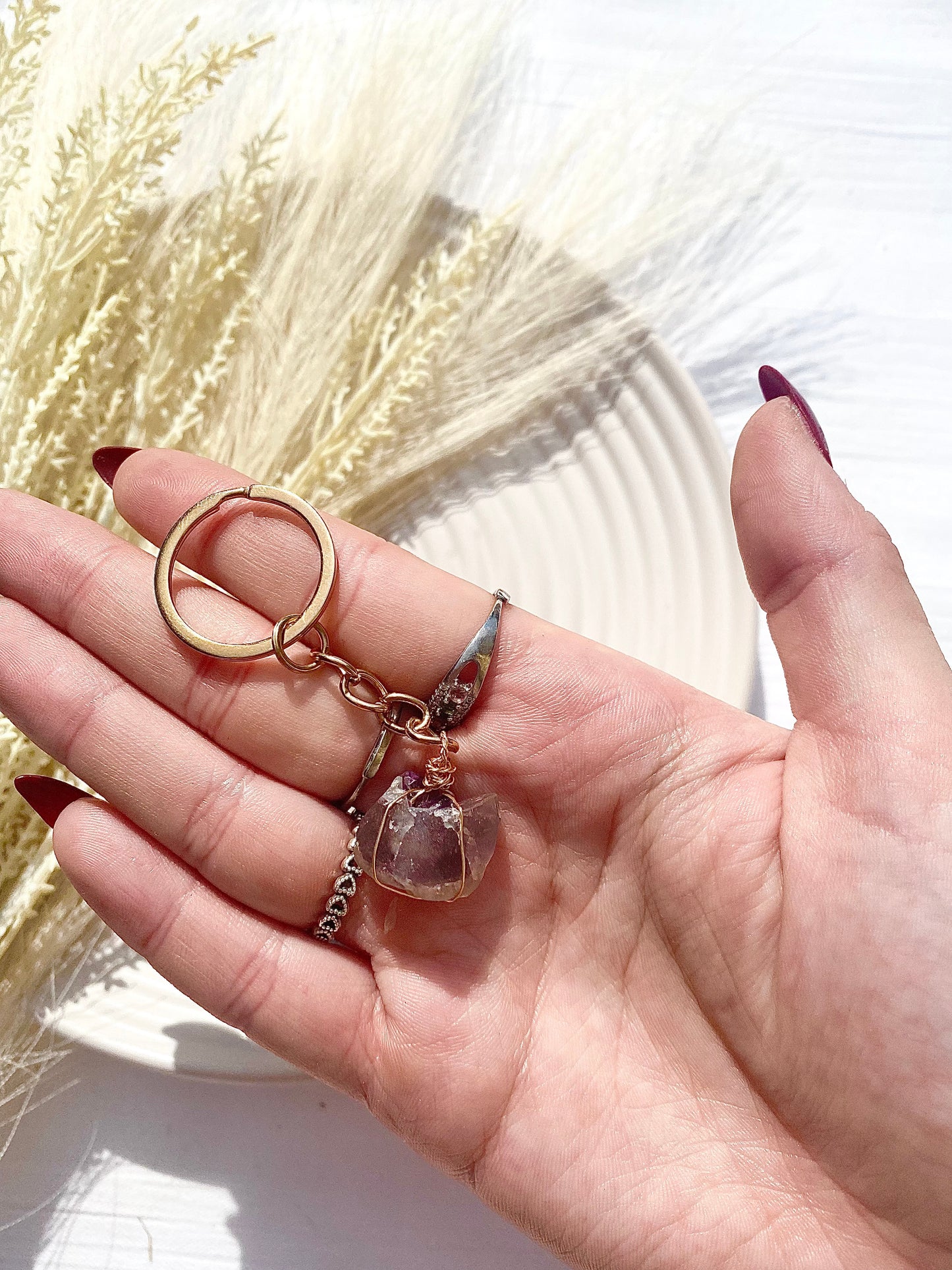 Gold Wire Wrapped Raw Keychains
